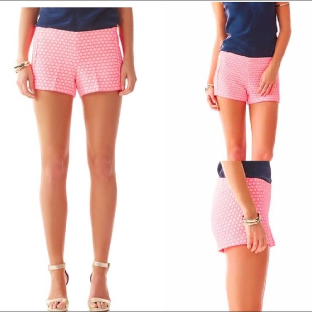 EUC Lilly Pulitzer Liza Hotty Pink Geo Jacquard Shorts Size 00